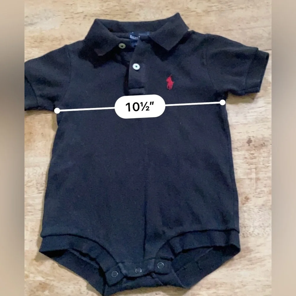 Vintage Polo‎ Ralph Lauren Infant Sz S (3-6m) Black Soft Cotton Polo Bodysuit